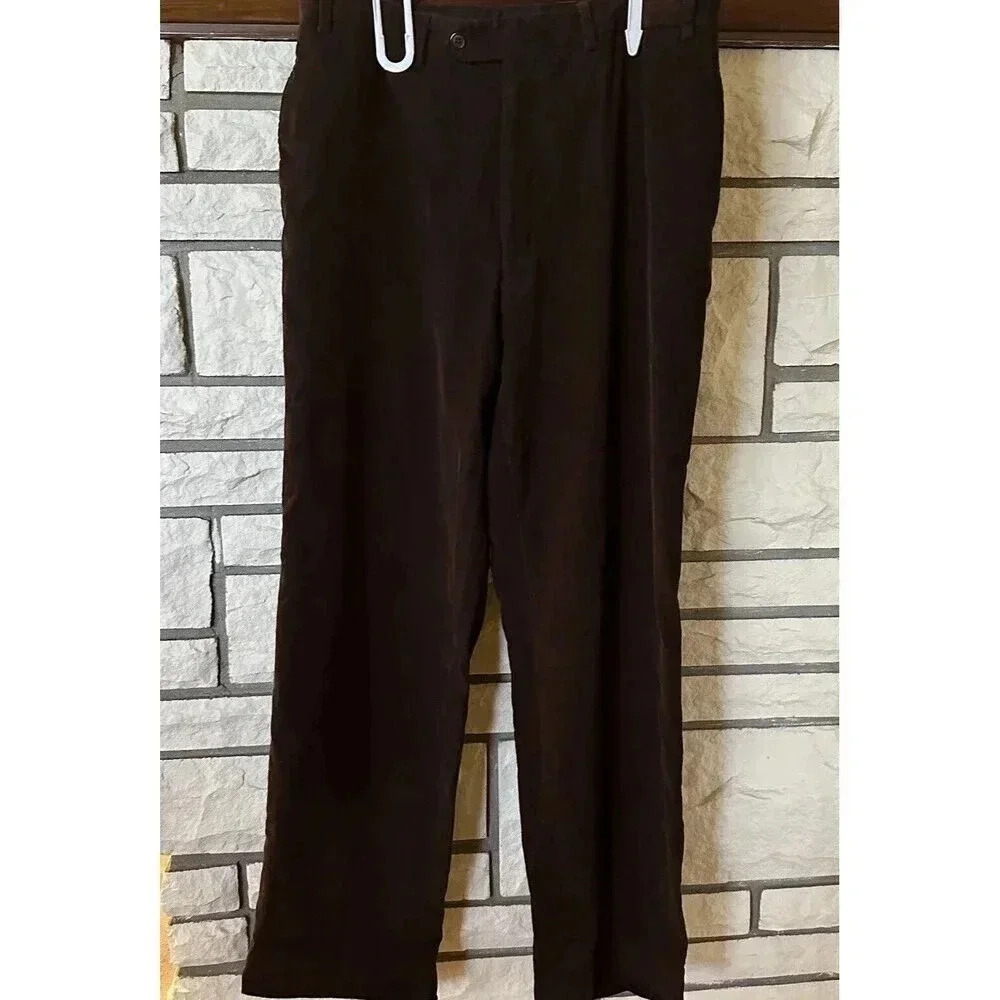 90s VTG Calvin Klein Trousers Men’s 34x31 Dress Pants Academia Brown Corduroy
